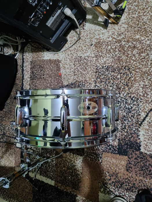 Werbel stalowy 14"x5,5"  Strojony 8śrub Pearl mirror chrome Steel shel