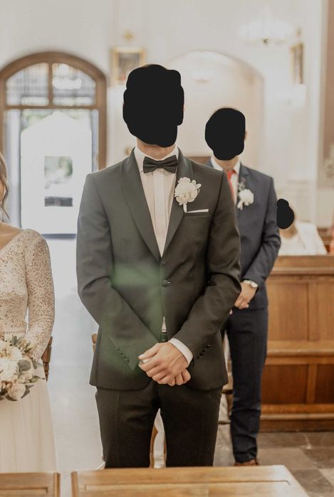 Smoking ślubny komplet, garnitur na ślub pako lorente