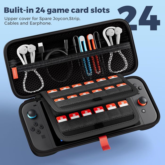 Etui Nintendo Switch 2 - twarde EVA, 24 gry, czarne