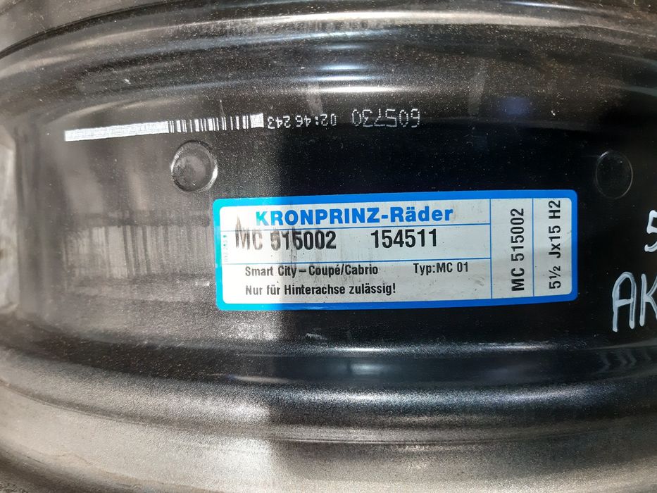 Felga Stalowa 1X Smart City Coupe R15 Et -1 5,5J 3X112 Mc515002