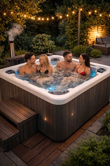 BALIA OGRODOWA z piecem 35kw, jakuzzi, ruska bania, led, hydromasaż