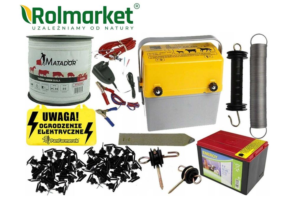 PASTUCH elektryczny dla koni Elektryzator ZESTAW +bateria izolatory