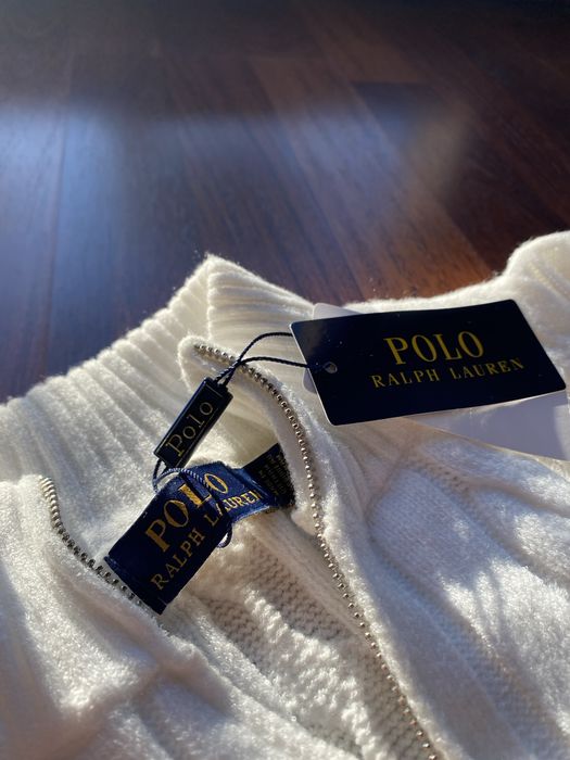 Sweter Polo Ralph Lauren Biały Cable-Knit Warkocze
