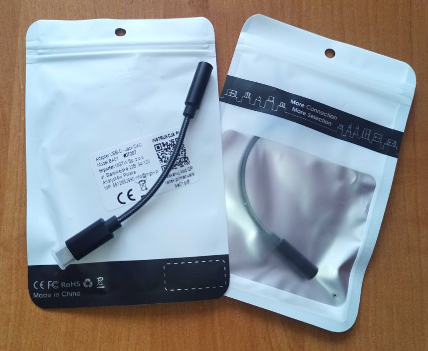 2 x przejściówka adapter słuchawkowy USB-C mini jack 3.5mm z AUX DAC