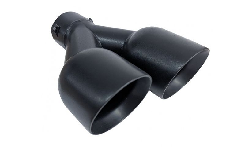 PONTEIRA DE ESCAPE INOX DE DUPLA SAÍDA 89MM PRETO MATE - ESQUERDA