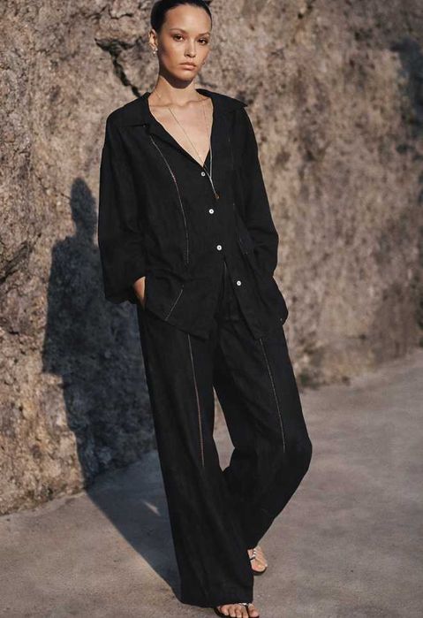 Льняной костюм twinset zara оверсайз