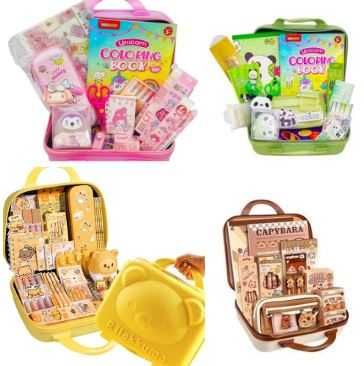 Набір канцелярії в чемодані 55в1 Капібара Ведмедик Панда Зайка 4 види