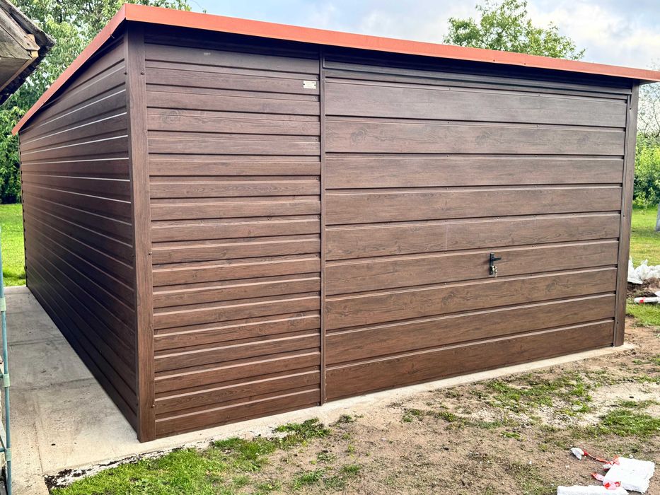 Garaż blaszany drewnopodobny 4mx6m profil producent cała polska 6x6