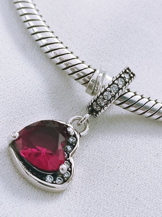 Zawieszka czerwone serce charm's s 925