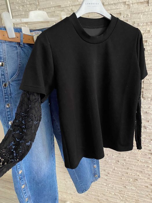 Polska produkcja bluza z ozdobnym koronkowym rękawem Viral