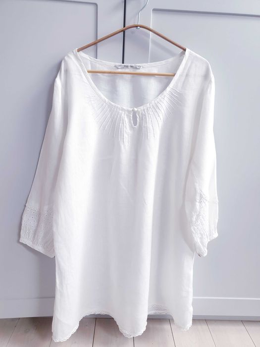 Biała lniana koszula bluzka tunika 44 46 Part Two