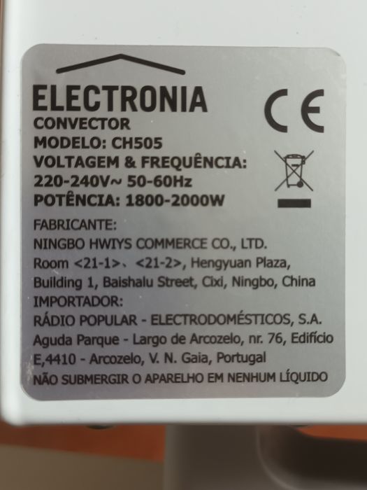 Aquecedor convector eléctrico