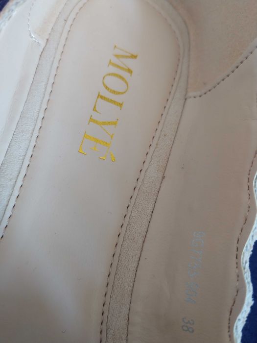 Baleriny buty skóra 38 molye beżowe