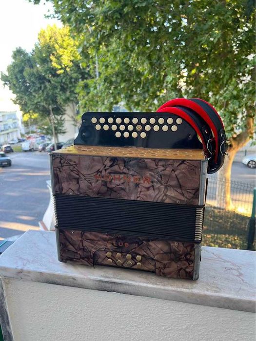 Concertina Hohner Liliput com correias novas e saco de transporte - pronta a tocar