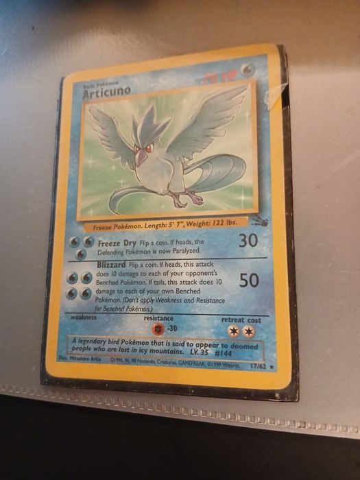 Articuno 17/62 Holo – Base Set Pokémon – Excelente Estado