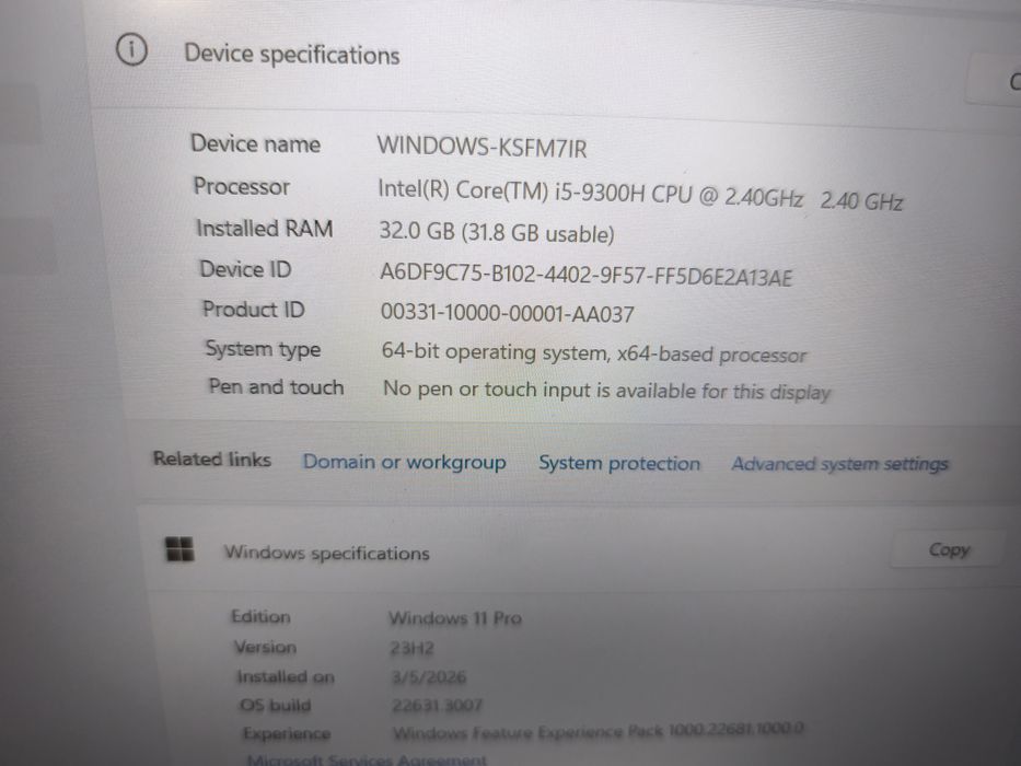 Ноутбук Acer Aspire 7 N19C5 i5 32GB RAM