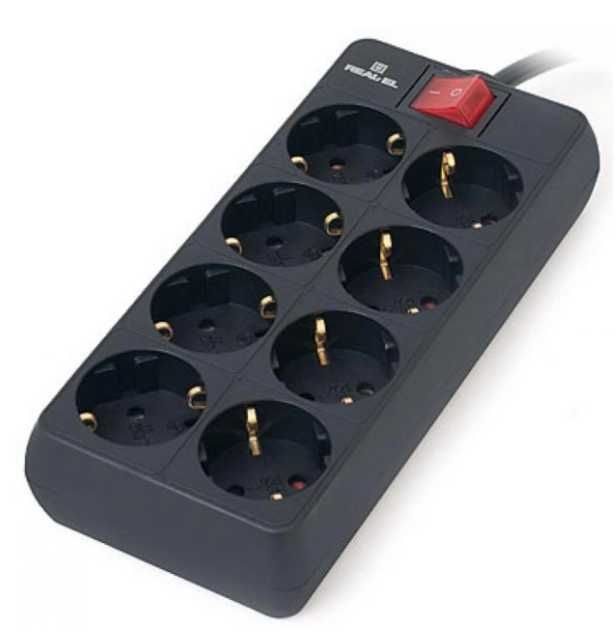 Мережевий фільтр REAL-EL RS-8 PROTECT, 3m, black (EL122300022)