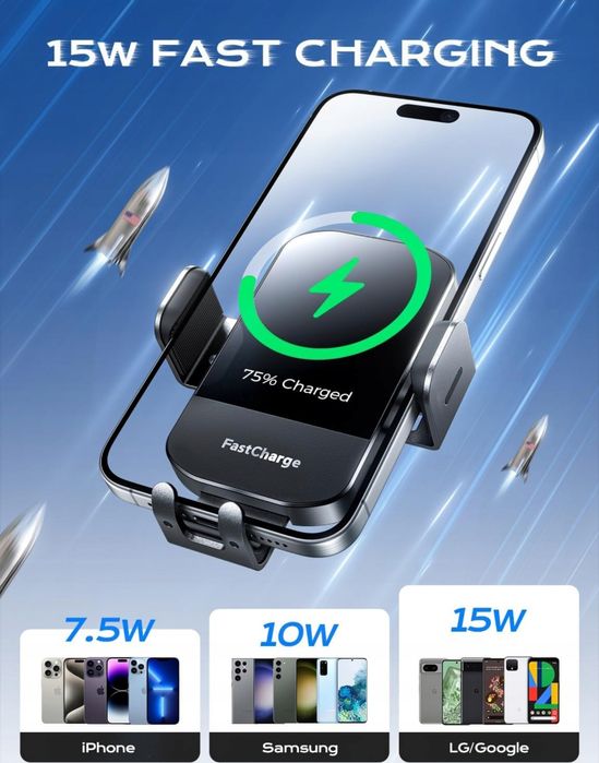 Ladowarka Samochodowa Uchwyt Na Telefon Bezprzewodowa M12 2w1