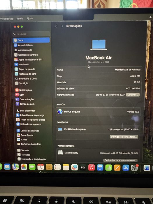 Macbook M4 16gb ram 512 de memória!