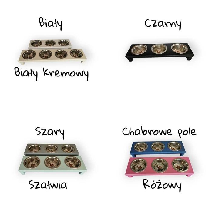 Stojak na miski dla psa lub kota 4 x 0,22l