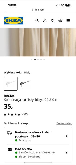 Karnisz ikea sprzedam stan praktyczne nowy