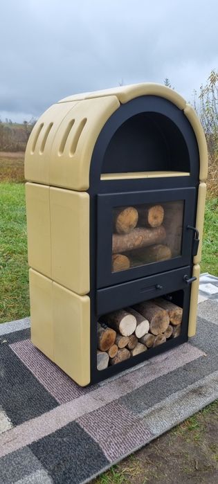 Kominek , Kominek wolnostojacy  bezowym , koza ,piecyk