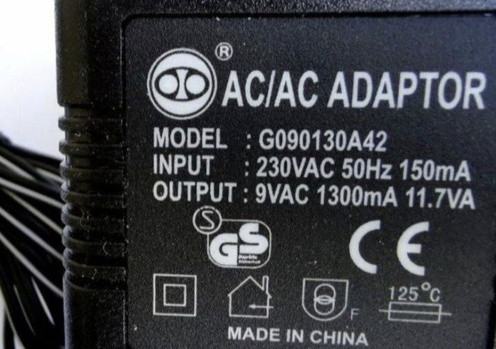do Mic100 Mic200 Behringer Zasilacz 9V AC 1300 mA
