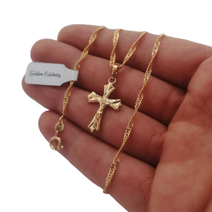 Złoty Łańcuszek Singapur + Krzyżyk 18k Gwarancja