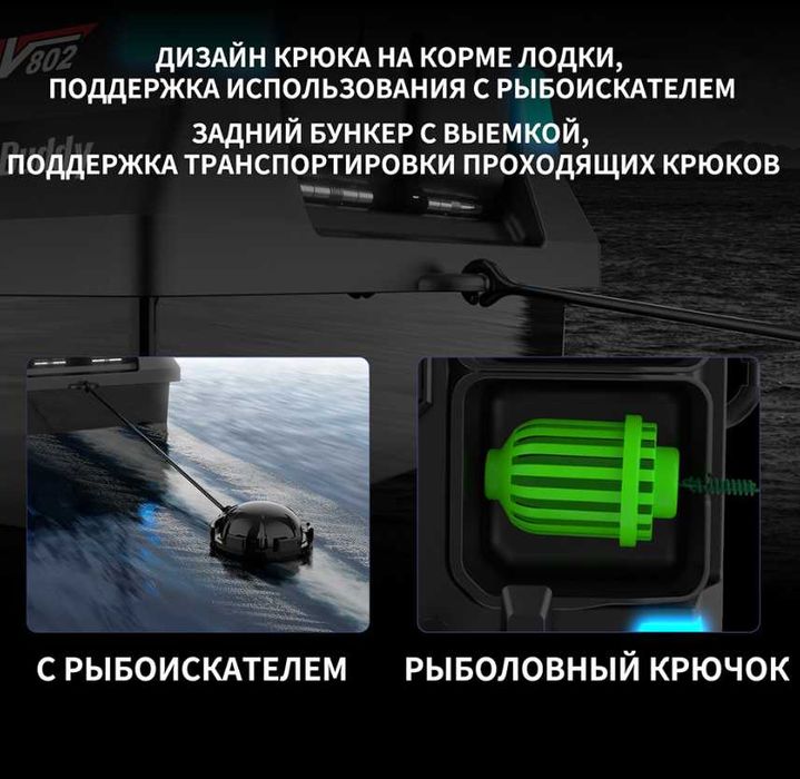 Карповый кораблик для рыбалки Flytec V802 PRO GPS 12000 мАч