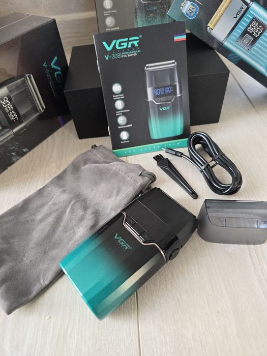 Електробритва VGR 308 GREEN шейвер подвійне лезо 9000 RPM LED Display