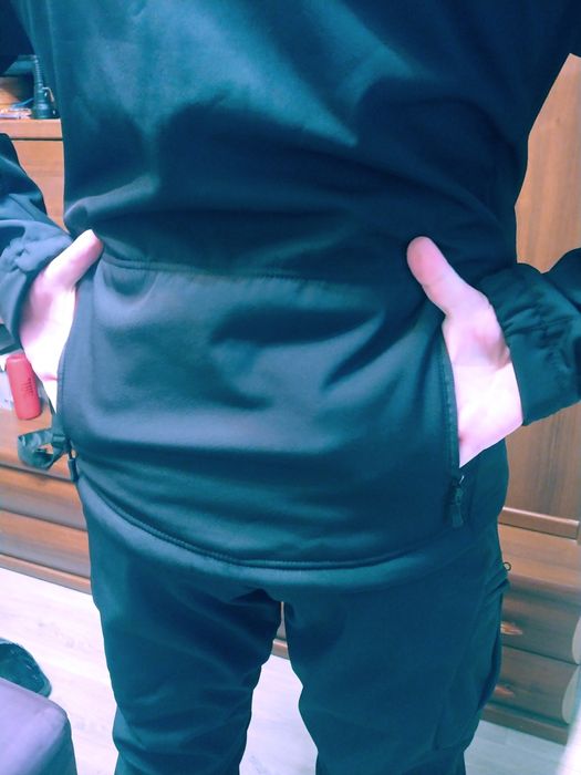 Komplet Softshell Taktyczny Męski Kurtka i Spodnie z Polarem carny 3XL