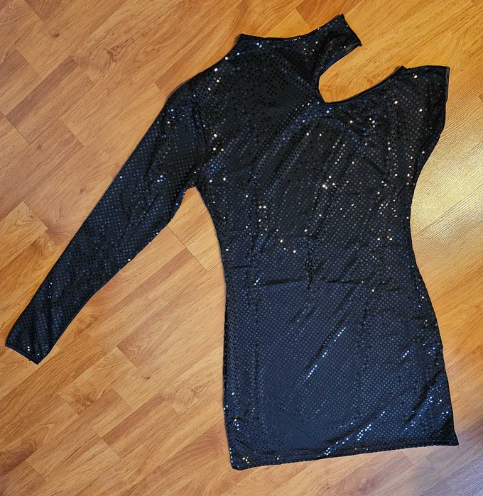 Strój do tańca EVITA czarny cekiny sukienka