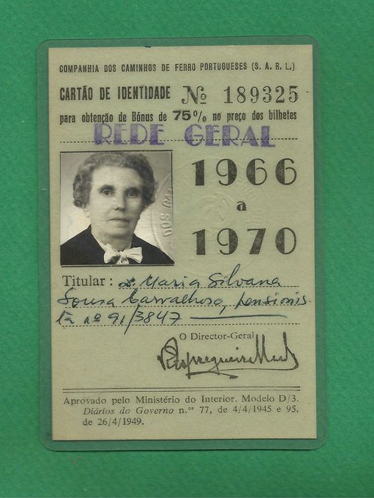 CP - Caminhos de Ferro Portugueses - Passe antigo  1966-70