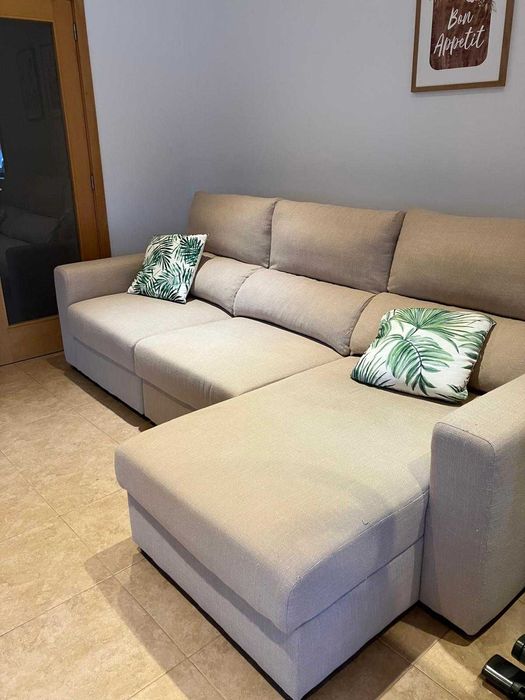 Sofa chase longue cama encosto rebativel alomfadas c garantia 270 cm