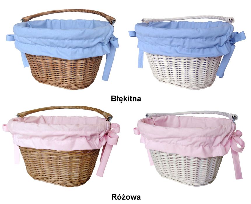 Koszyk na rower wiklinowy kosz na kierownicę z uchwytem +wkład Jackmar