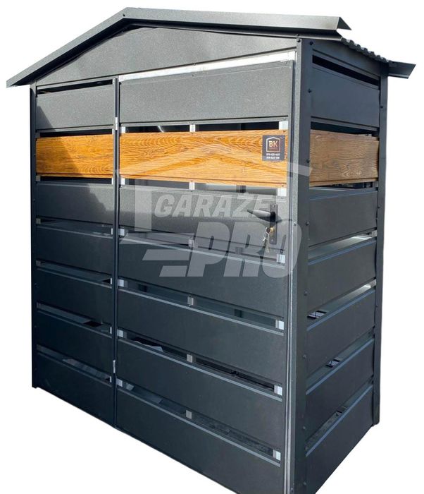 Wiata śmietnikowa 1,5x0,5m antracyt + drewnopodobny dwuspad GP463