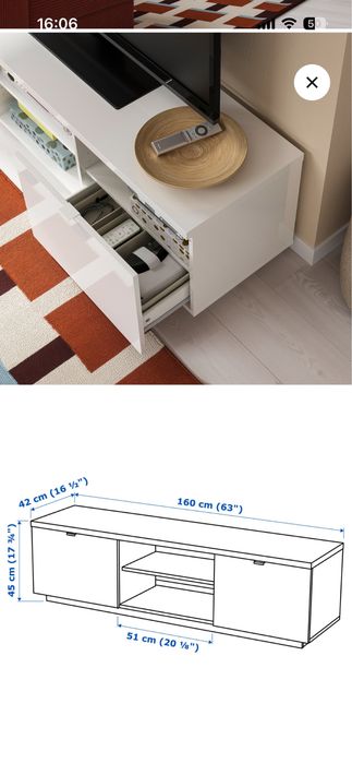 Móvel TV IKEA BYÅS branco – excelente estado
