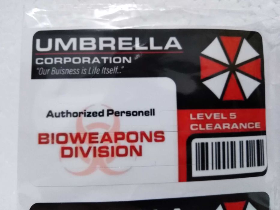 Adesivos Cartão Identificação Bioweapons Division 5 Level Clearance Authorised Personell