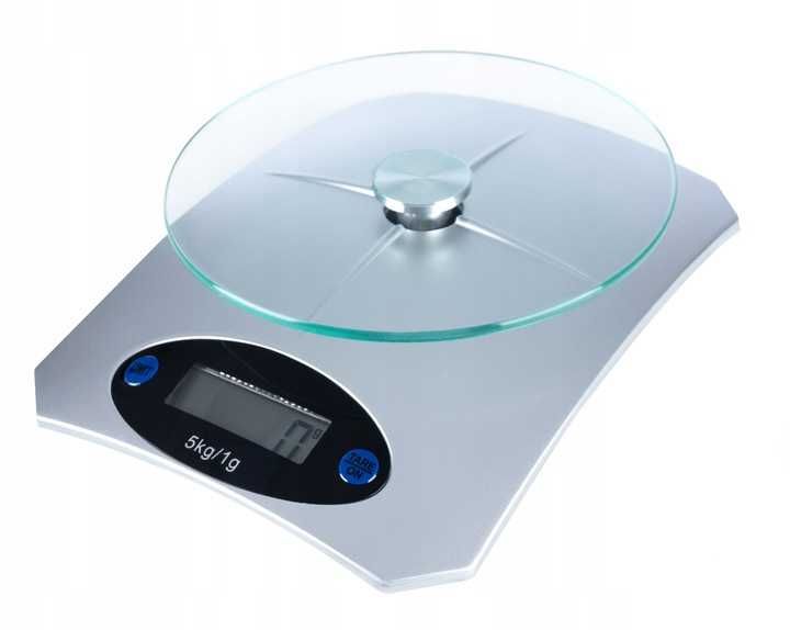 Waga kuchenna dokładna 5kg 1g szklana taca na baterie