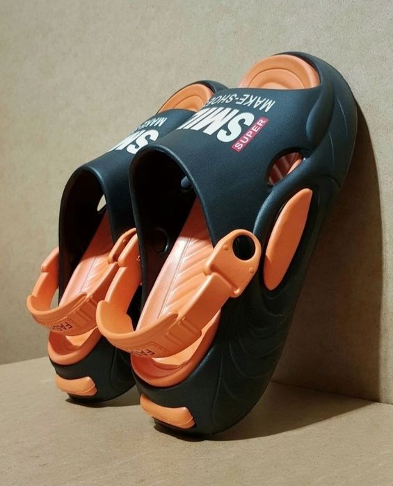 Klapki sandały męskie 40-41 (26cm) nowoczesne sportowe z paskiem czarn