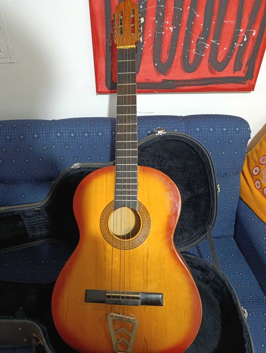 Viola c/ caixa de pele e interior almofadado