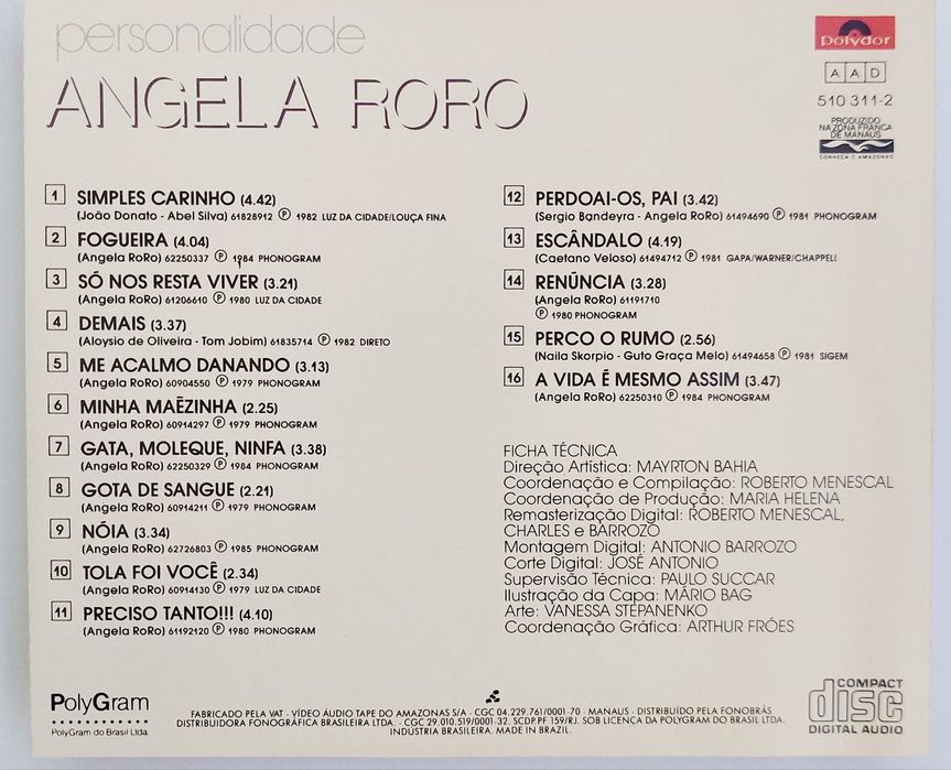 CD Angela RO RO - Personalidade