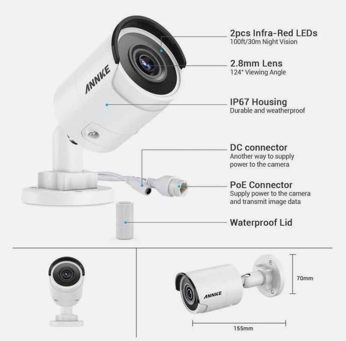 Câmera ANNKE L91BD 4K Ultra HD CCTV PoE IP