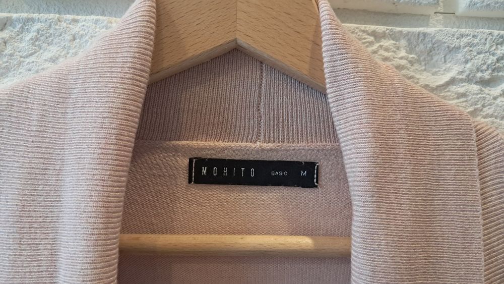 Sweter kardigan S M L XL uniwersalny Mohito pudrowy róż