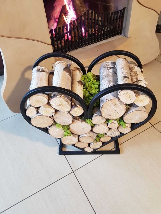 Stojak na drewno kominkowe serce metalowy loft