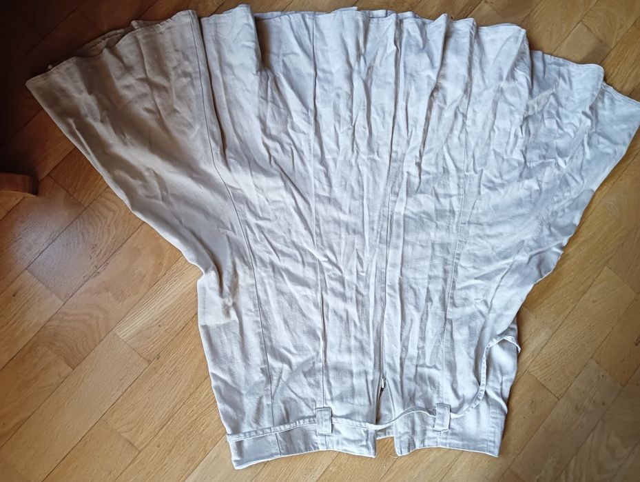 Lniana spódnica na upały ecru M/38 len spódniczka beż klosz falbany