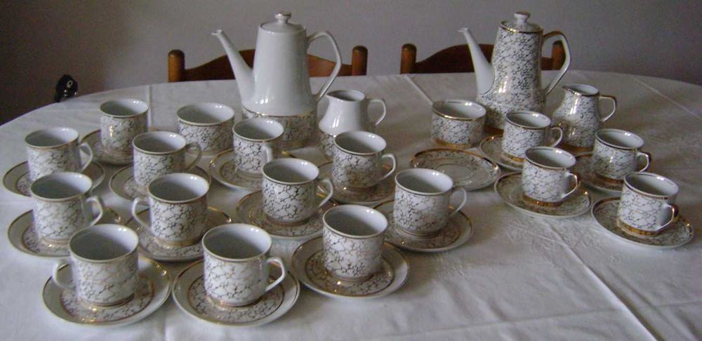 Serwisy Chodzież biało-złoty fason Roman marmurek 2 w 1