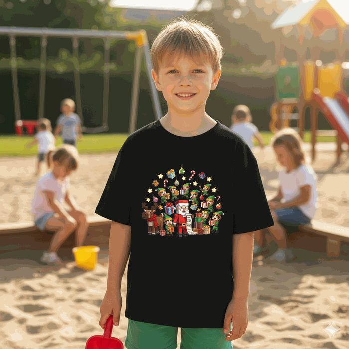 Koszulka dziecięca czarna świąteczny minecraft prezent święta 116