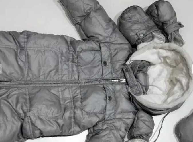 PAPERMOON Puchowy kombinezon 68 / 74 na 6-9 miesiąc szary metaliczny