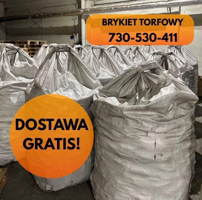 Brykiet torfowy paleta- paczkowany, big-bag, DOSTAWA GRATIS
